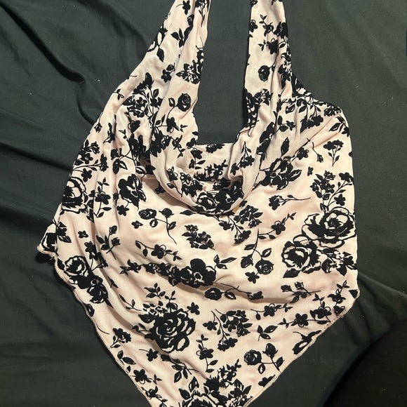 Windsor Tops - Windsor Pink and Black Floral Halter Top